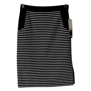 NWT Kensie Women's Skirt Striped Pencil Straight Side Slit Black White Size XS